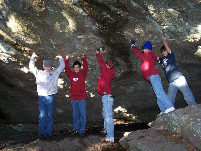 Guys Had To Hold Up This Rock While Some People Passed.