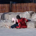 Austin & Zoee' Stopping Right At The Hay Bales.