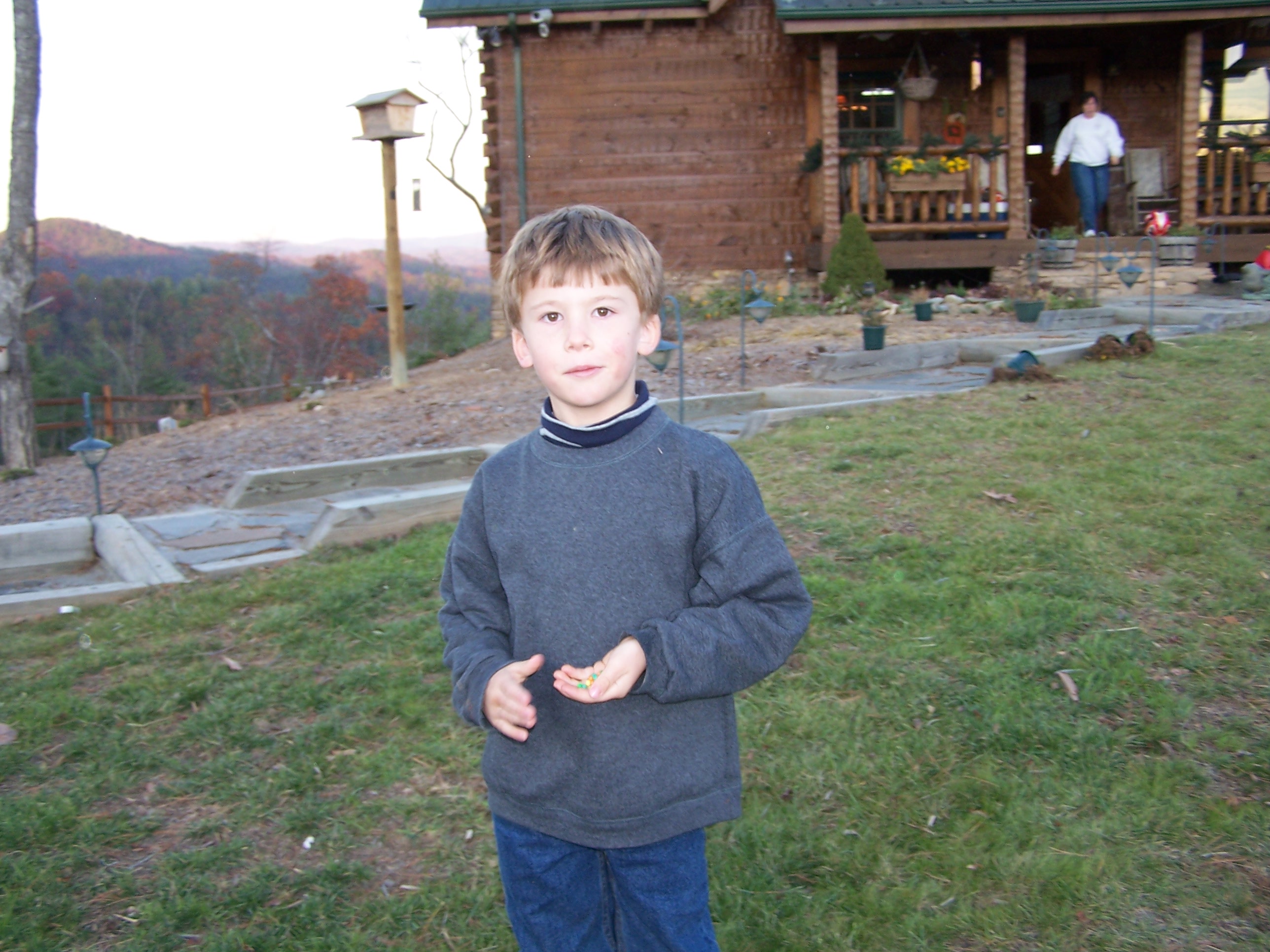 Britton Getting Ready To Help Unload the Christmas Tree.