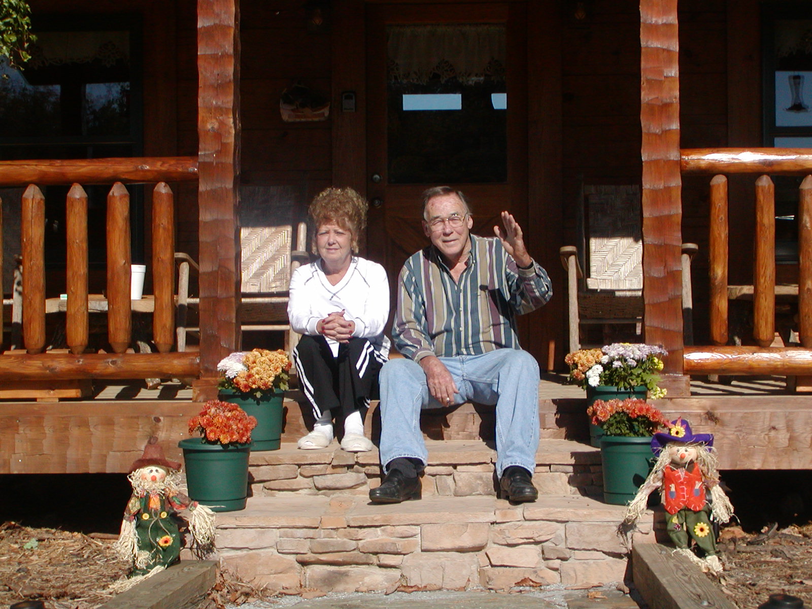 Daddy and Geraldine Sitting On Front Porch