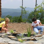 Geraldine and Patty Finishing The New Pond