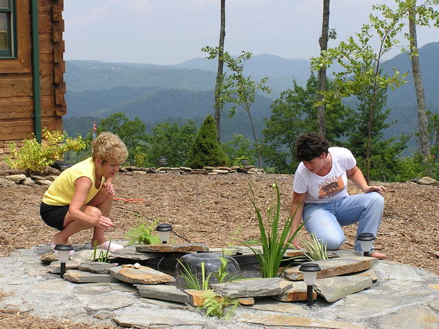 Geraldine and Patty Finishing The New Pond