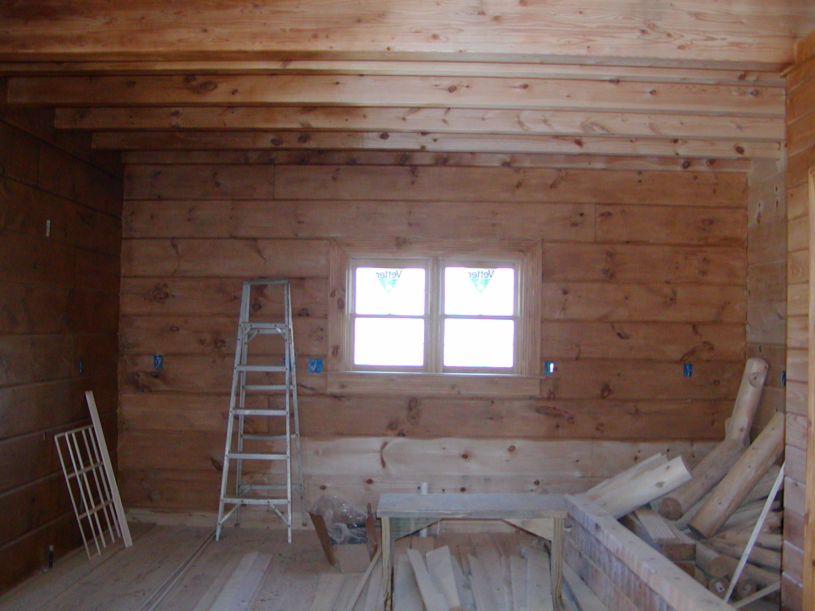 After A Coat Of Stain Was Sprayed On In The Kitchen.