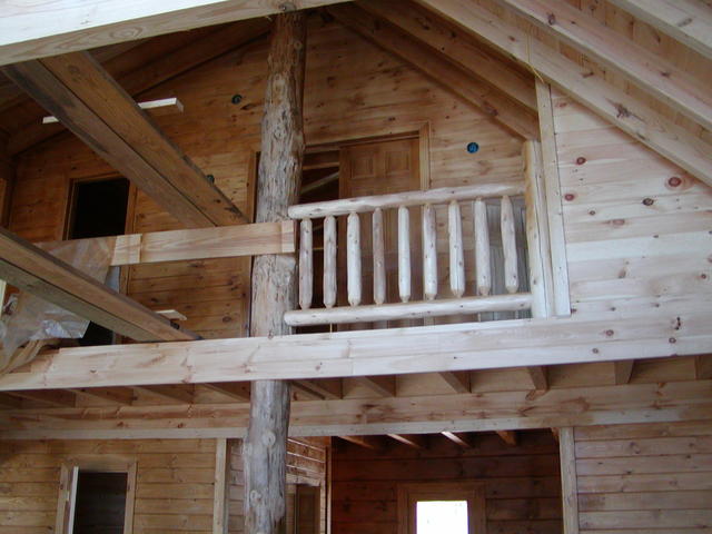 Installed Log Posts To Give The Cabin Even More Of That Cabin Look. Also Installing The Railing.