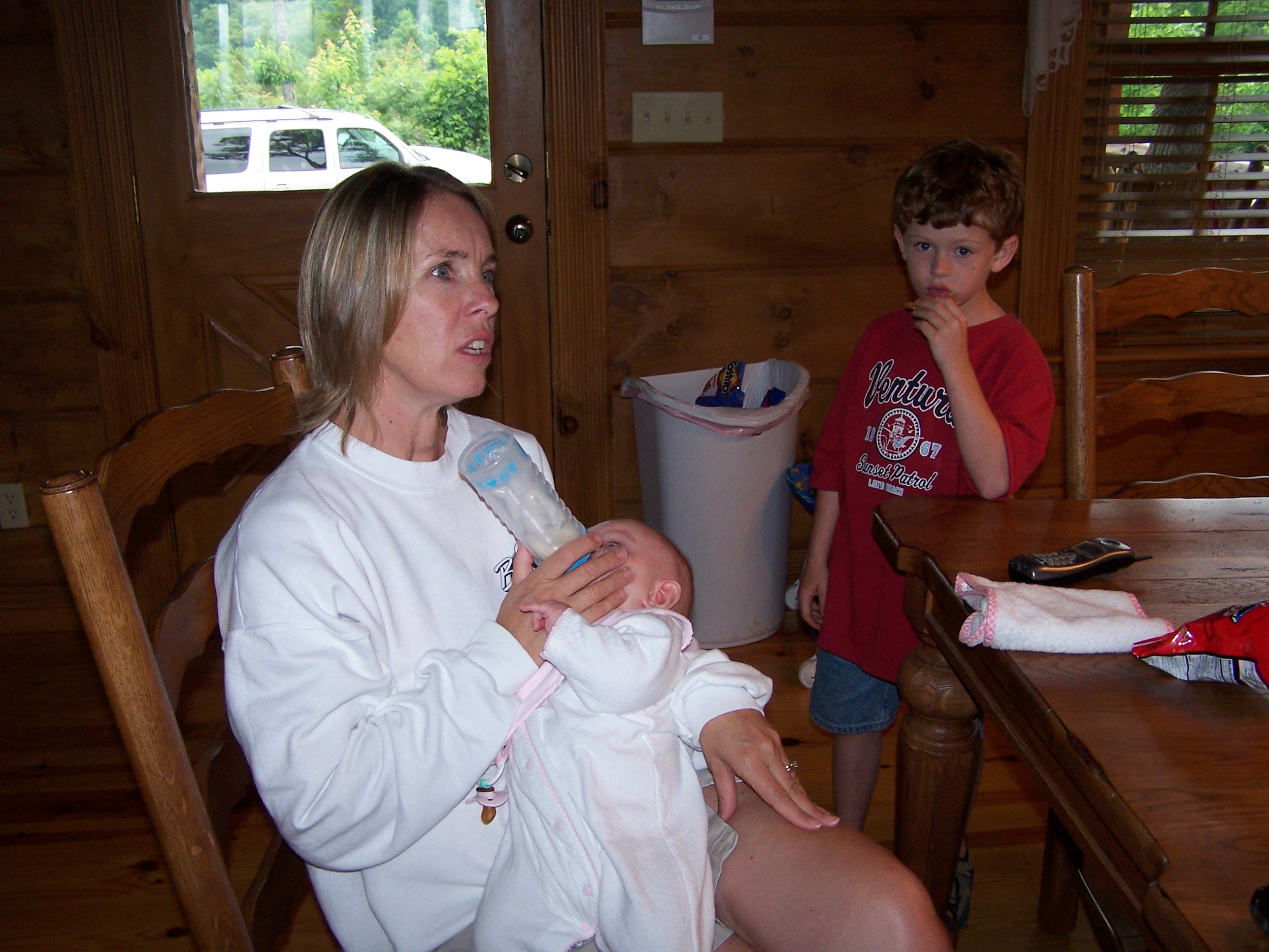 Valarie Feeding Maggie Louise. Hey Grayson You Next?