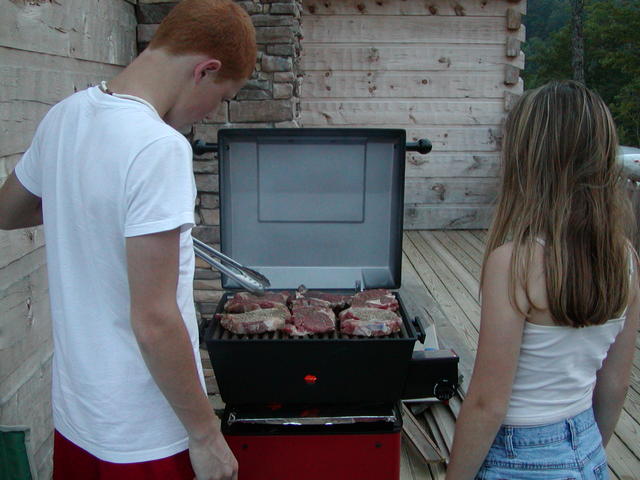 Bran And Kristen Cooking Steaks