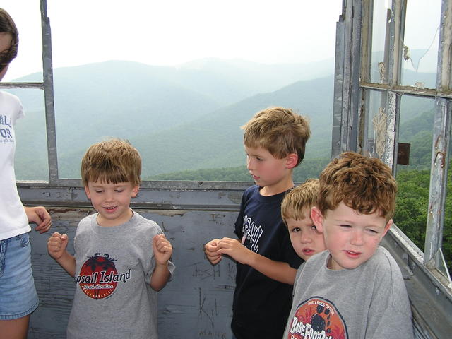 Britton, Caleb, Blake And Grayson On Top Of Dugger Fire Tower.