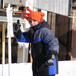 Ian Getting On Quad Lift at Beech Mountain.