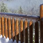 Ice Handing On The Back Deck After Saturday Night Freezing Rain