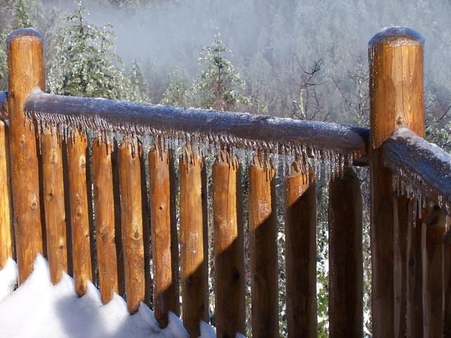 Ice Handing On The Back Deck After Saturday Night Freezing Rain