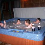 Ian, Payton, Dustin And Josh In The Hot Tub